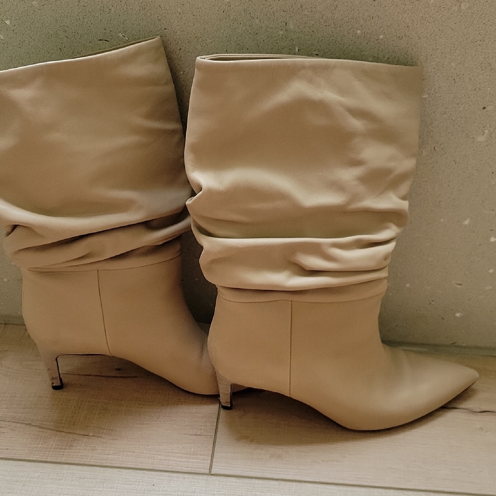 Paris Texas Beige Slouch Heeled Boots